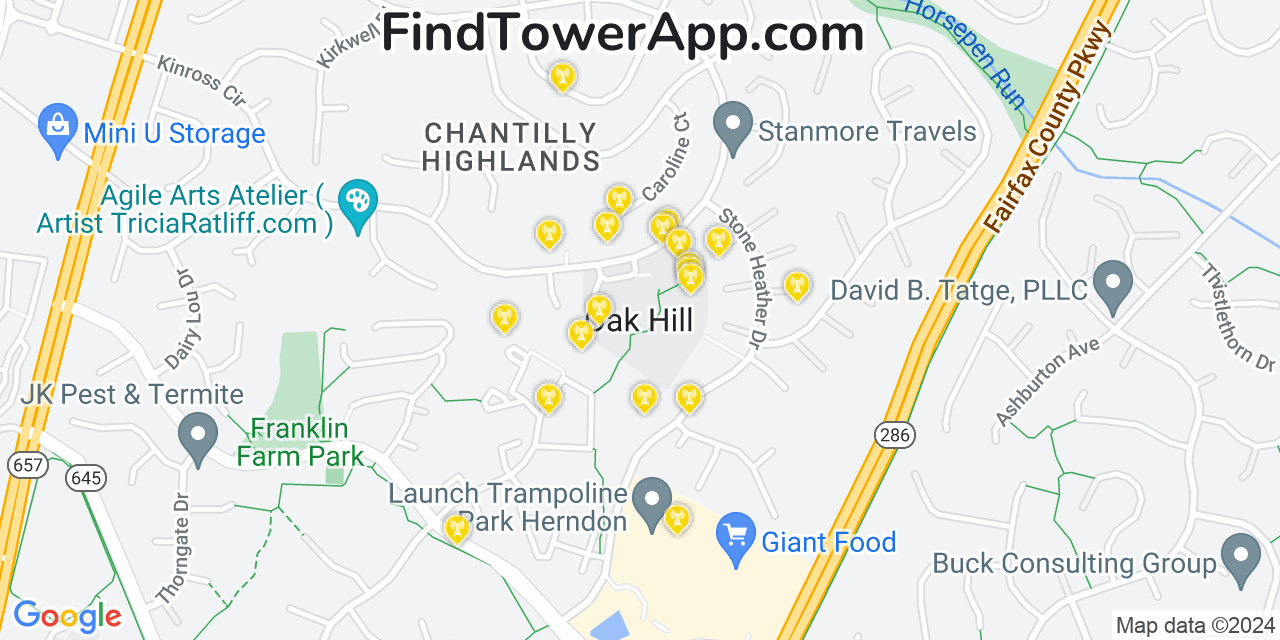 T-Mobile 4G/5G cell tower coverage map Oak Hill, Virginia