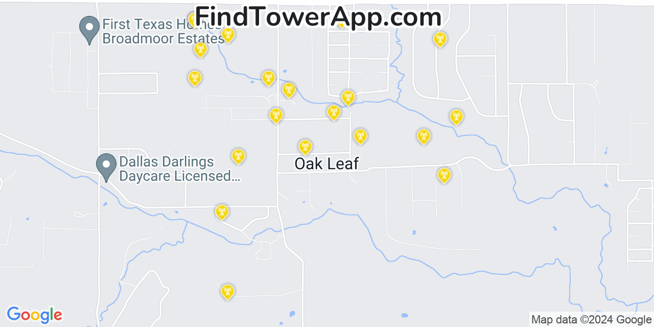 T-Mobile 4G/5G cell tower coverage map Oak Leaf, Texas