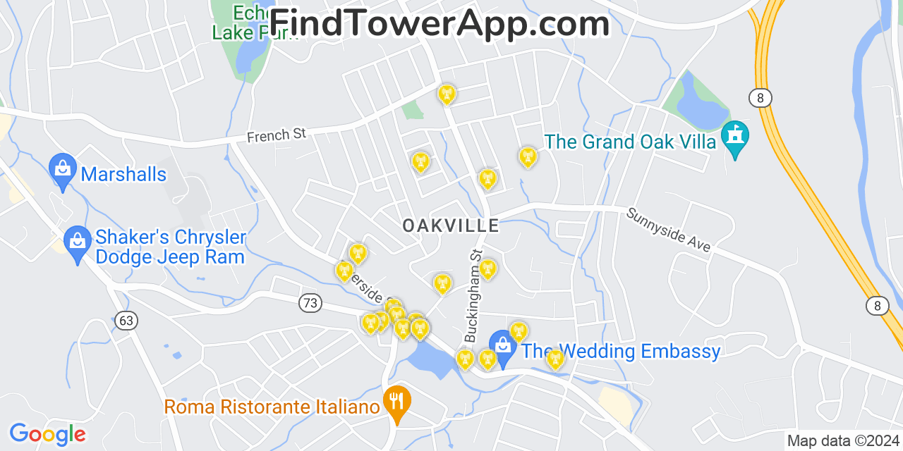 T-Mobile 4G/5G cell tower coverage map Oakville, Connecticut