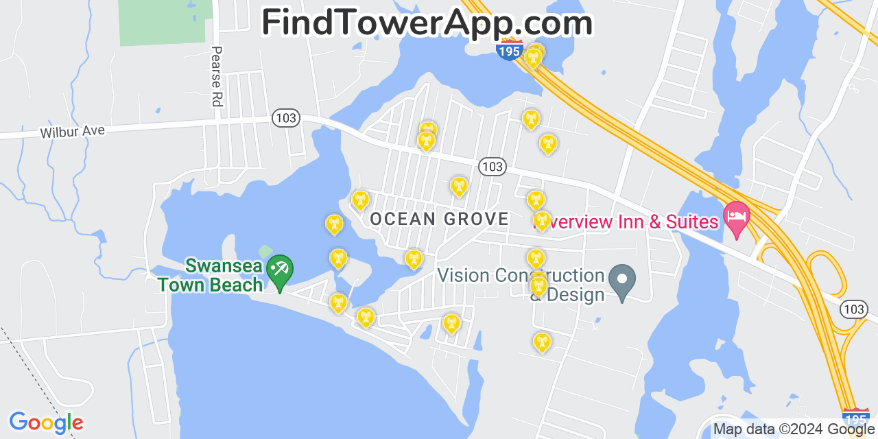 AT&T 4G/5G cell tower coverage map Ocean Grove, Massachusetts