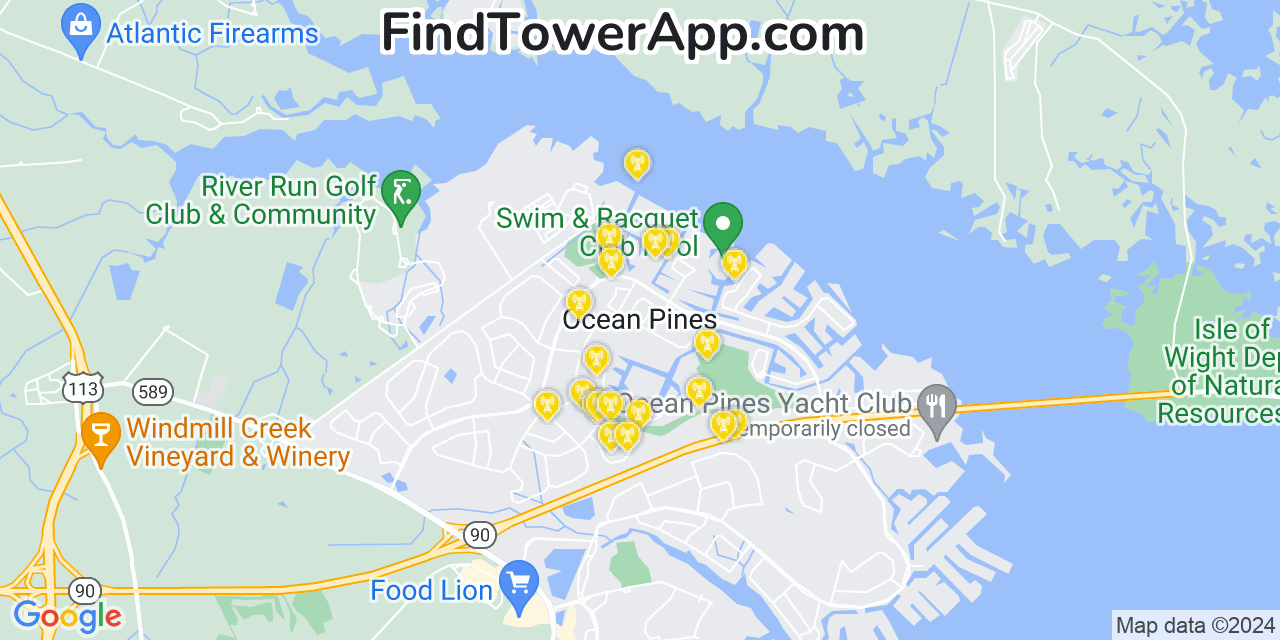 T-Mobile 4G/5G cell tower coverage map Ocean Pines, Maryland