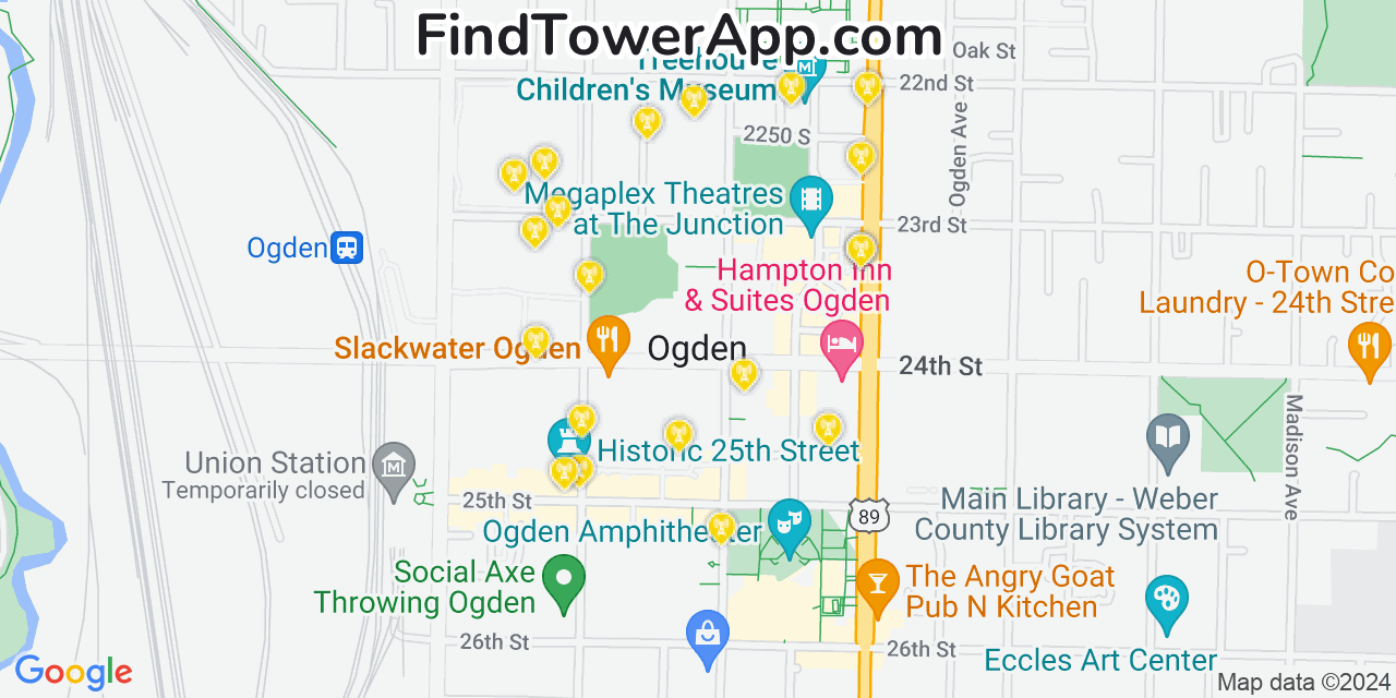 AT&T 4G/5G cell tower coverage map Ogden, Utah