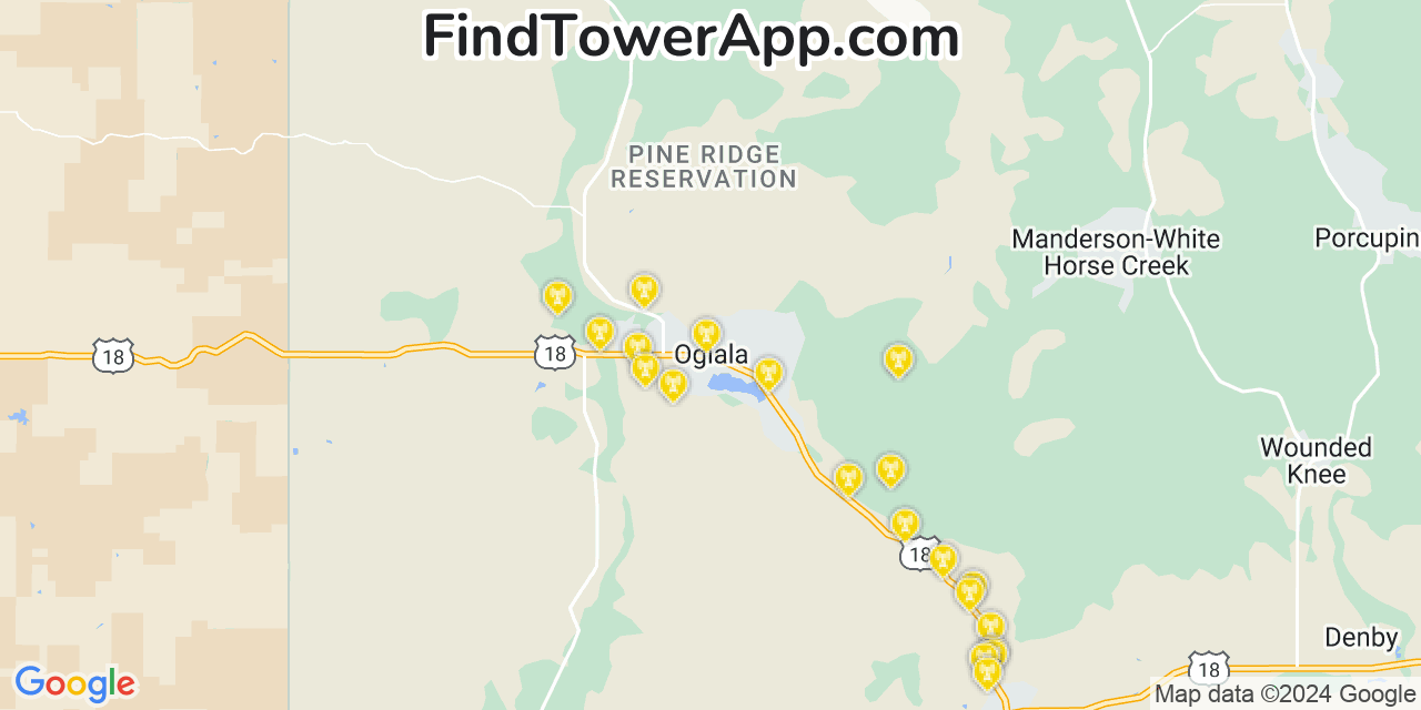 T-Mobile 4G/5G cell tower coverage map Oglala, South Dakota