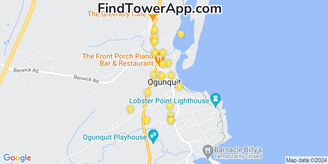 AT&T 4G/5G cell tower coverage map Ogunquit, Maine