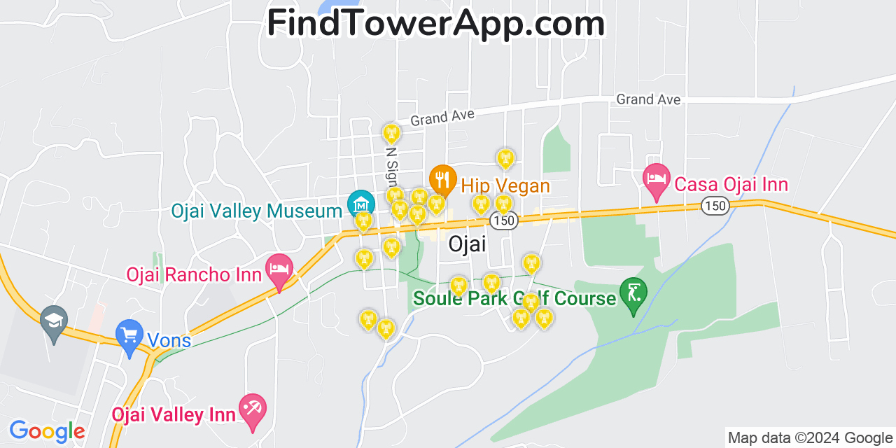 T-Mobile 4G/5G cell tower coverage map Ojai, California