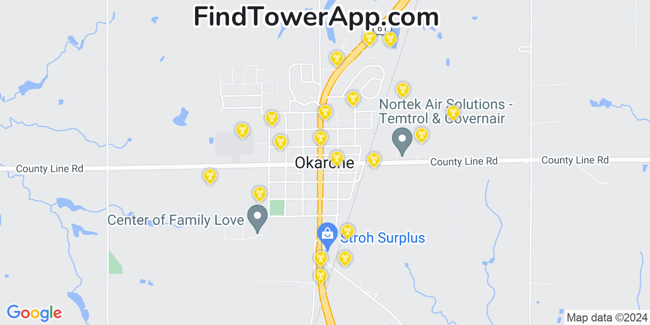 Verizon 4G/5G cell tower coverage map Okarche, Oklahoma