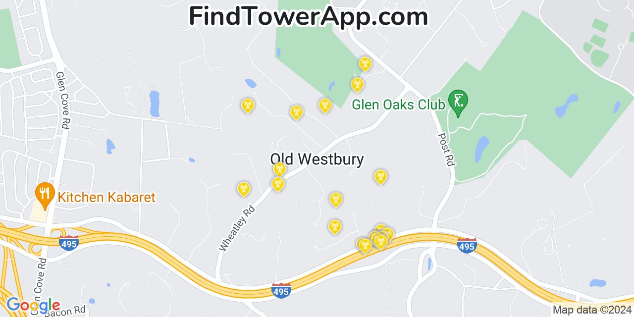 AT&T 4G/5G cell tower coverage map Old Westbury, New York