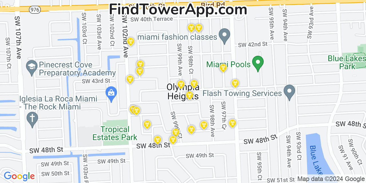 T-Mobile 4G/5G cell tower coverage map Olympia Heights, Florida