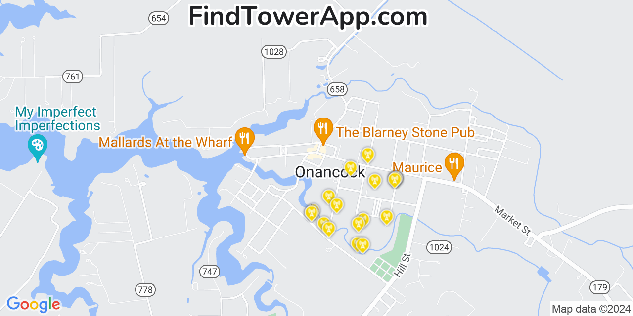 Verizon 4G/5G cell tower coverage map Onancock, Virginia