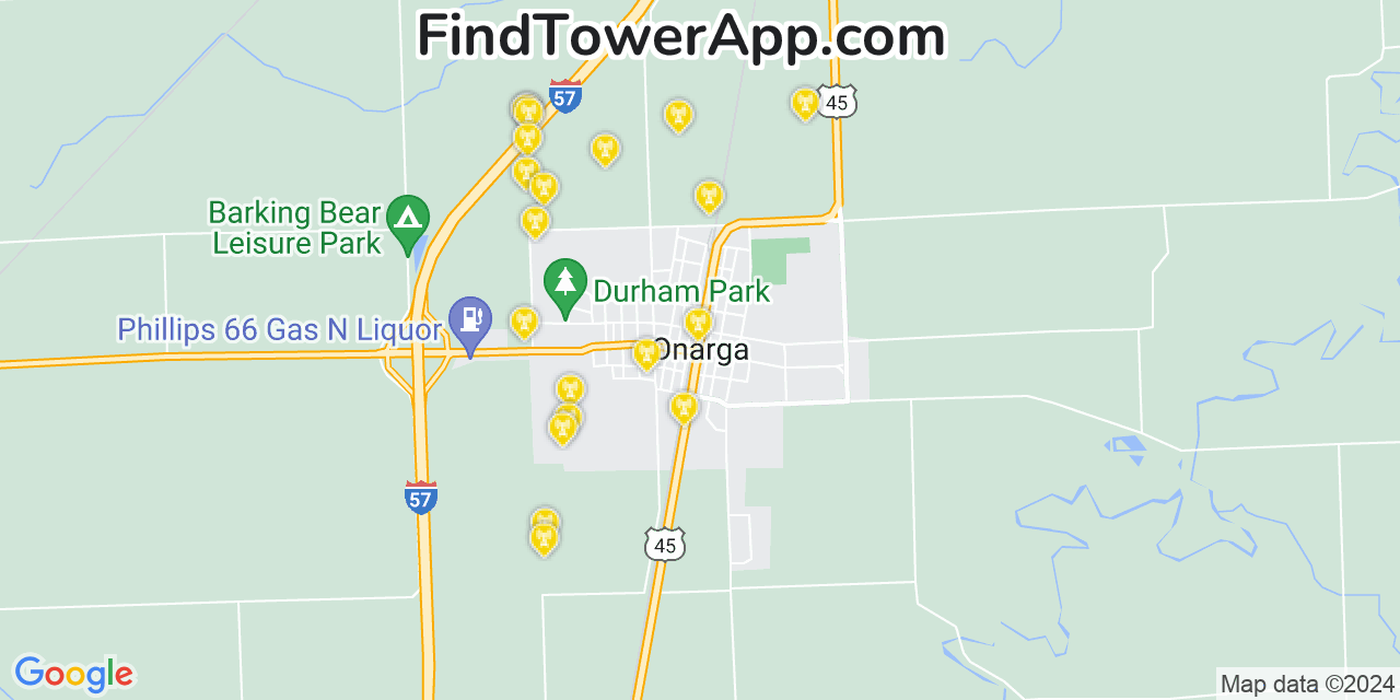 T-Mobile 4G/5G cell tower coverage map Onarga, Illinois