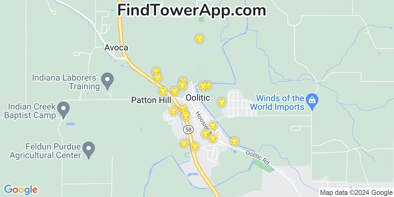 T-Mobile 4G/5G cell tower coverage map Oolitic, Indiana