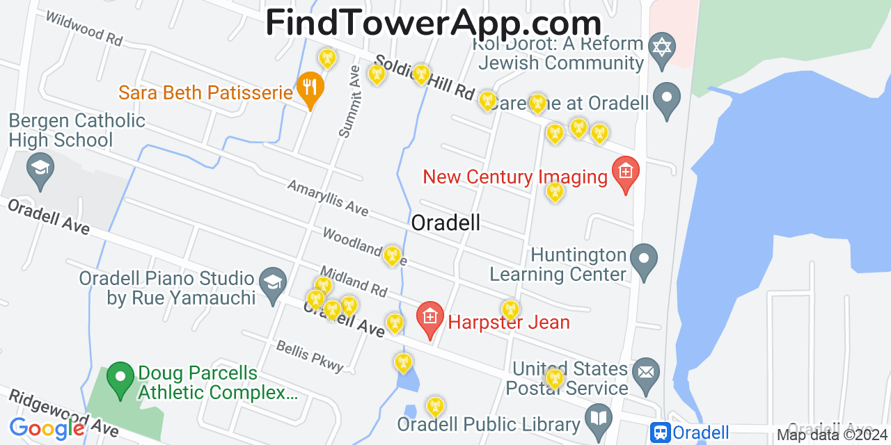 T-Mobile 4G/5G cell tower coverage map Oradell, New Jersey