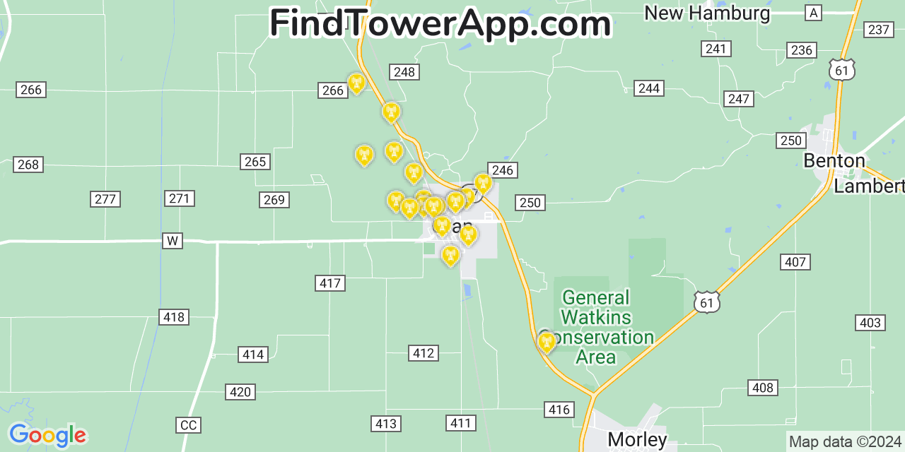 T-Mobile 4G/5G cell tower coverage map Oran, Missouri