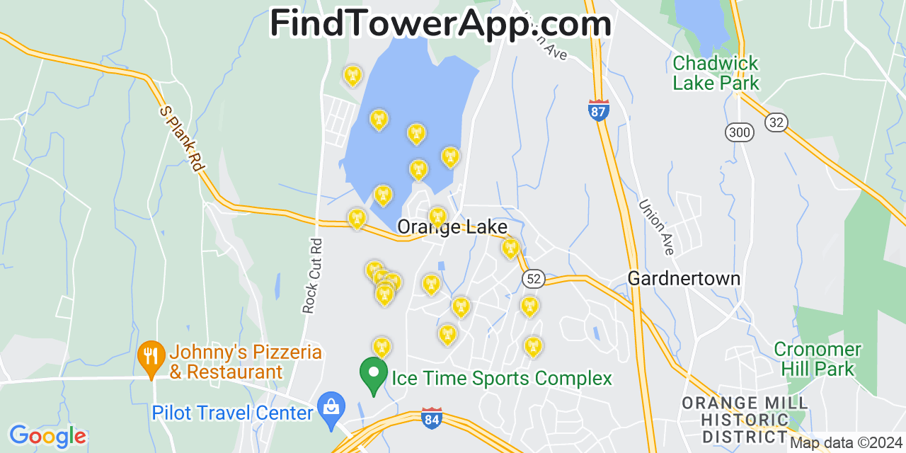 AT&T 4G/5G cell tower coverage map Orange Lake, New York
