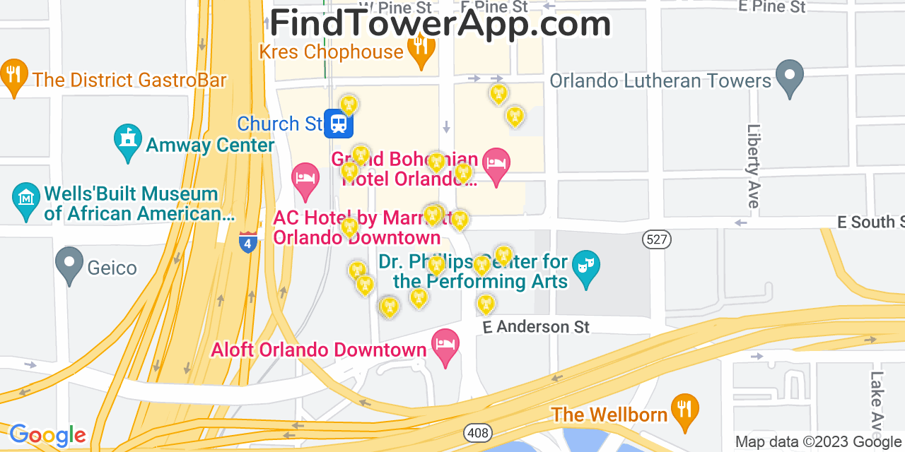 AT&T 4G/5G cell tower coverage map Orlando, Florida