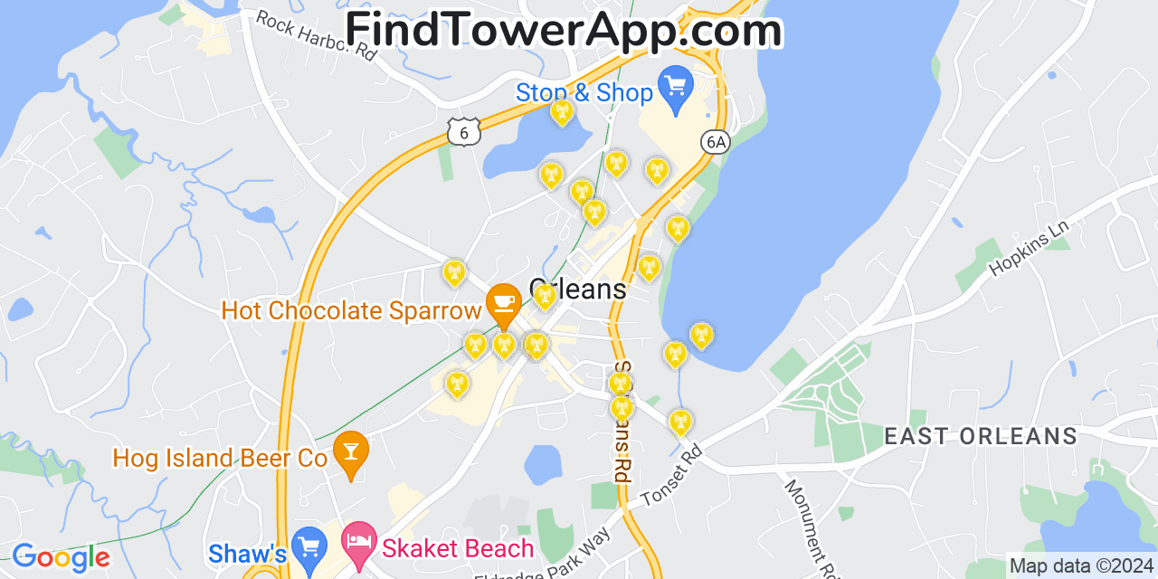 Verizon 4G/5G cell tower coverage map Orleans, Massachusetts