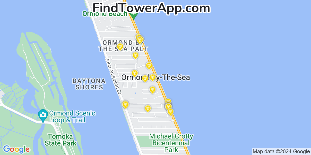 T-Mobile 4G/5G cell tower coverage map Ormond by the Sea, Florida
