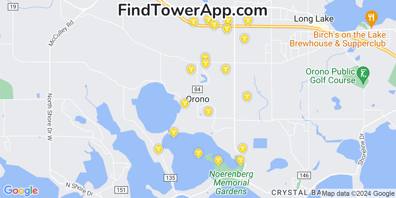 AT&T 4G/5G cell tower coverage map Orono, Minnesota