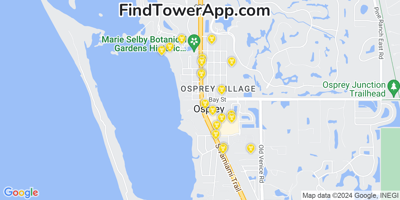 AT&T 4G/5G cell tower coverage map Osprey, Florida