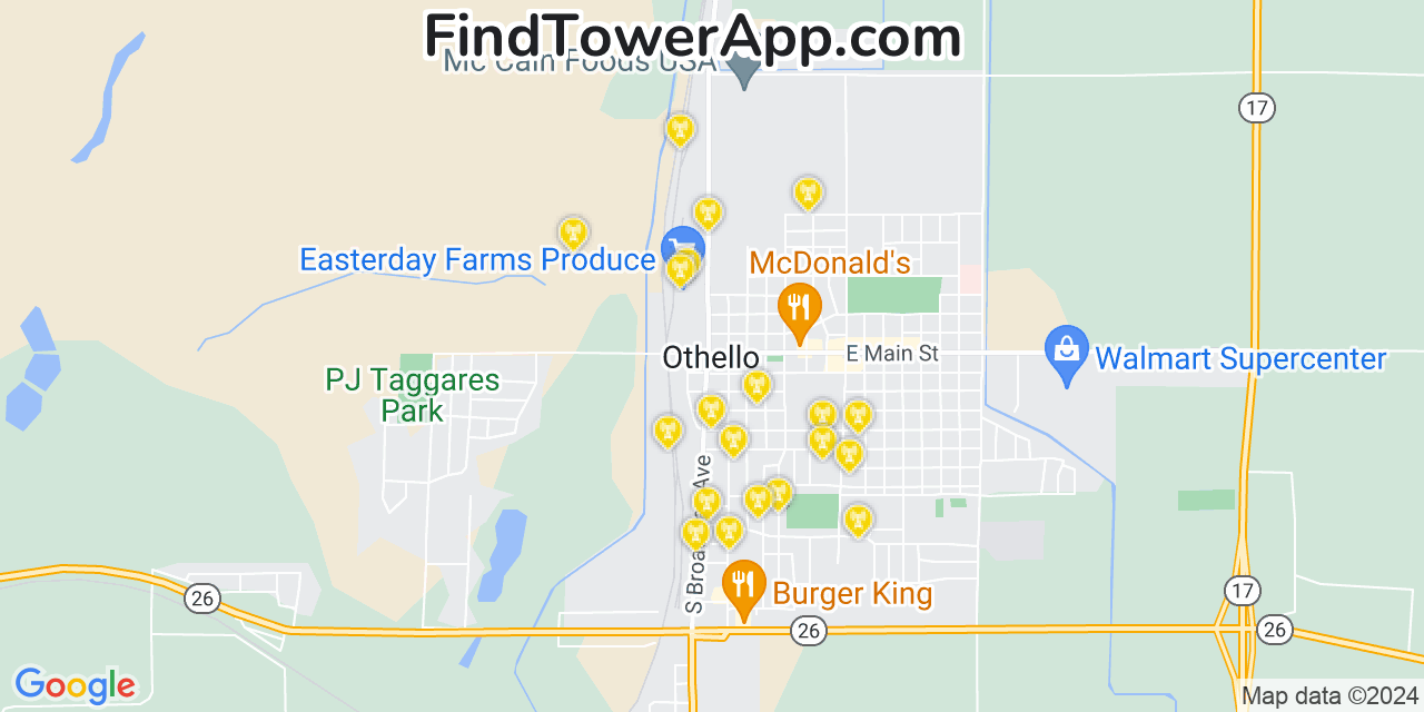T-Mobile 4G/5G cell tower coverage map Othello, Washington
