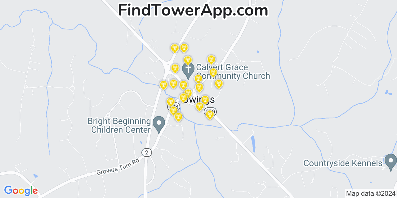 T-Mobile 4G/5G cell tower coverage map Owings, Maryland