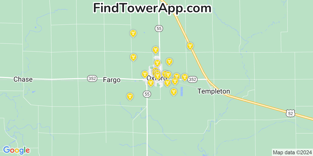 AT&T 4G/5G cell tower coverage map Oxford, Indiana