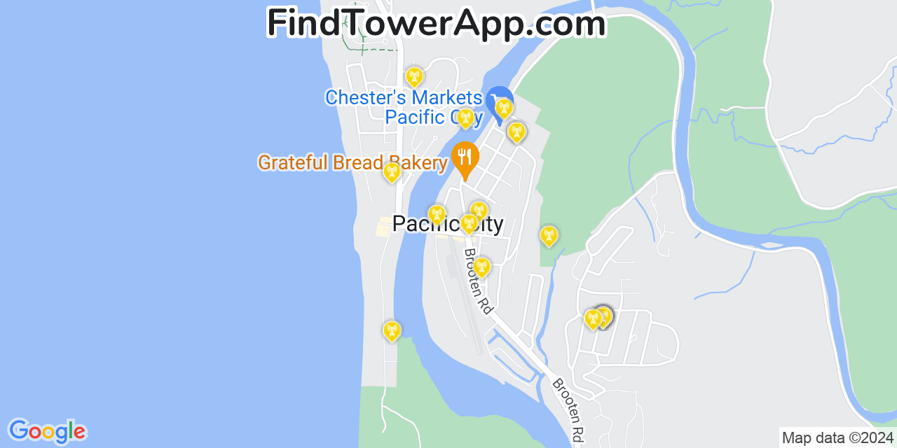 AT&T 4G/5G cell tower coverage map Pacific City, Oregon