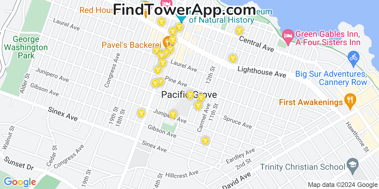 T-Mobile 4G/5G cell tower coverage map Pacific Grove, California
