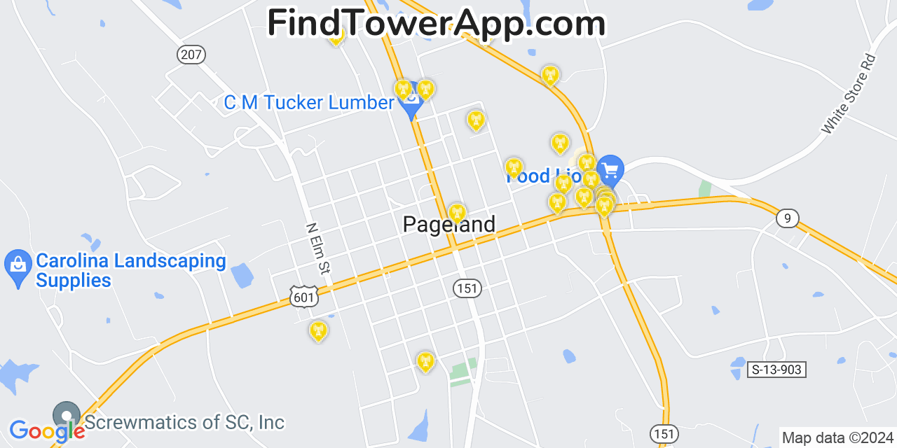 T-Mobile 4G/5G cell tower coverage map Pageland, South Carolina