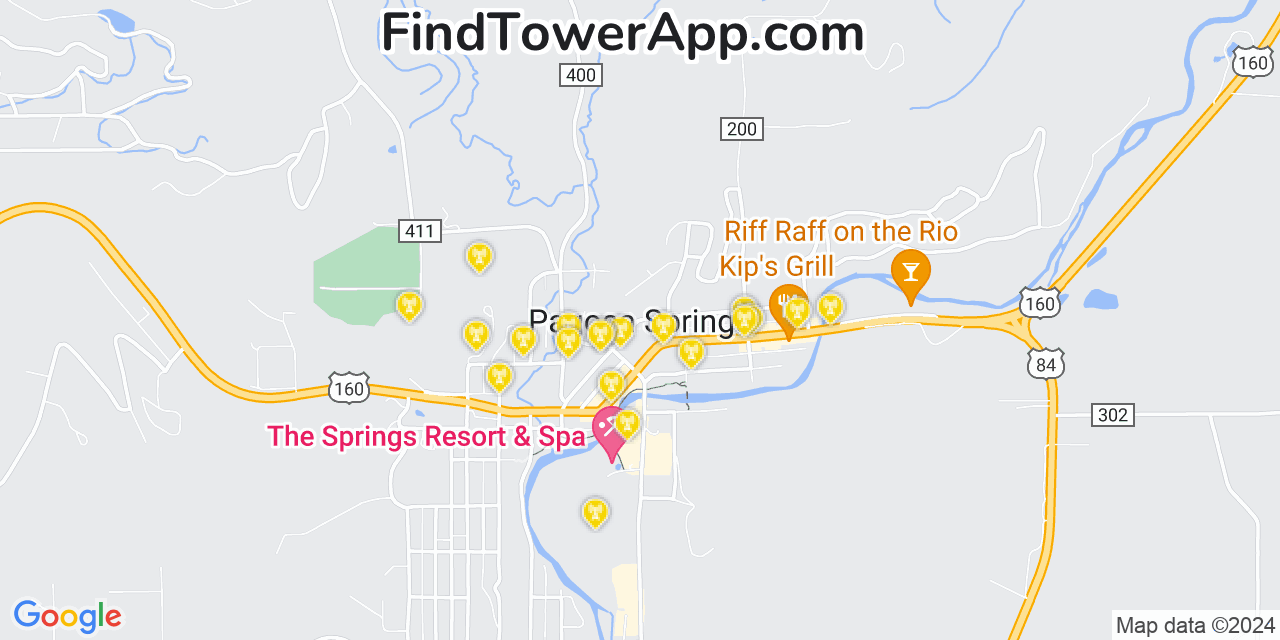 AT&T 4G/5G cell tower coverage map Pagosa Springs, Colorado