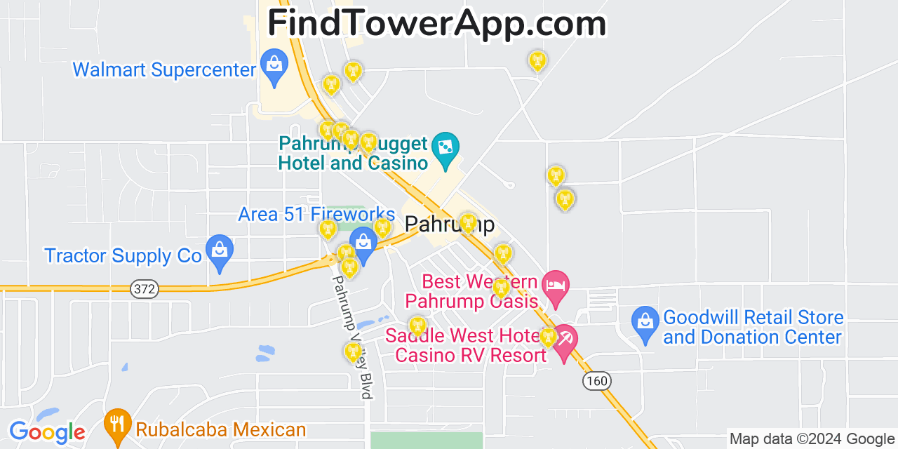 AT&T 4G/5G cell tower coverage map Pahrump, Nevada