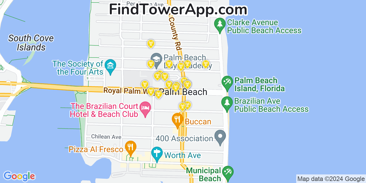 Verizon 4G/5G cell tower coverage map Palm Beach, Florida
