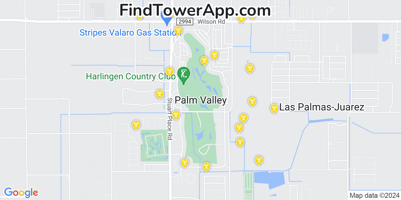 AT&T 4G/5G cell tower coverage map Palm Valley, Texas
