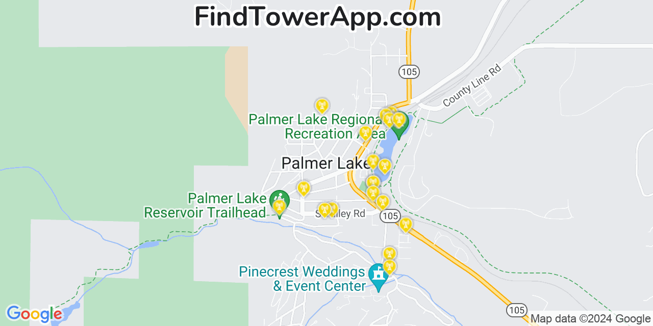Verizon 4G/5G cell tower coverage map Palmer Lake, Colorado