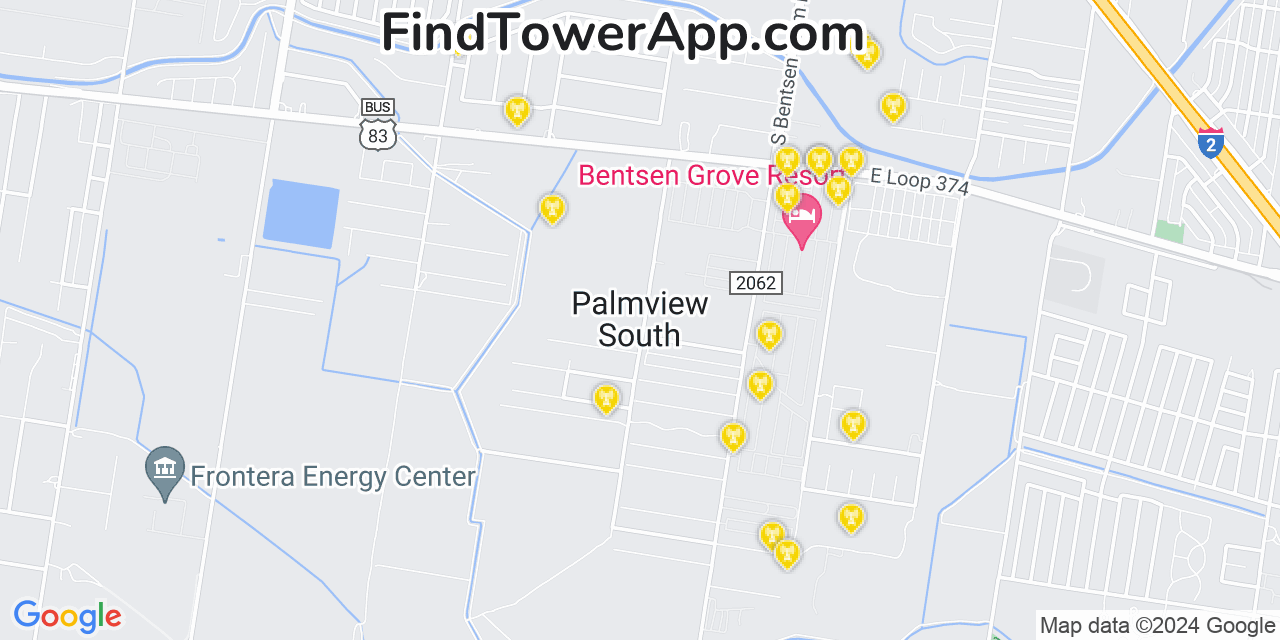 AT&T 4G/5G cell tower coverage map Palmview South, Texas