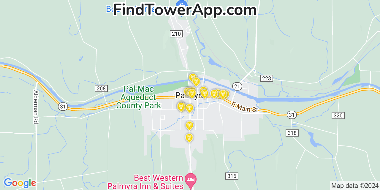 T-Mobile 4G/5G cell tower coverage map Palmyra, New York