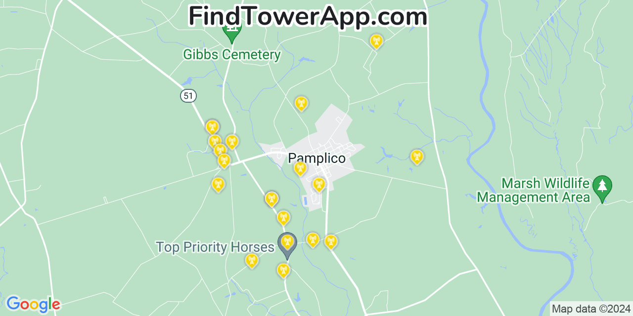 Verizon 4G/5G cell tower coverage map Pamplico, South Carolina