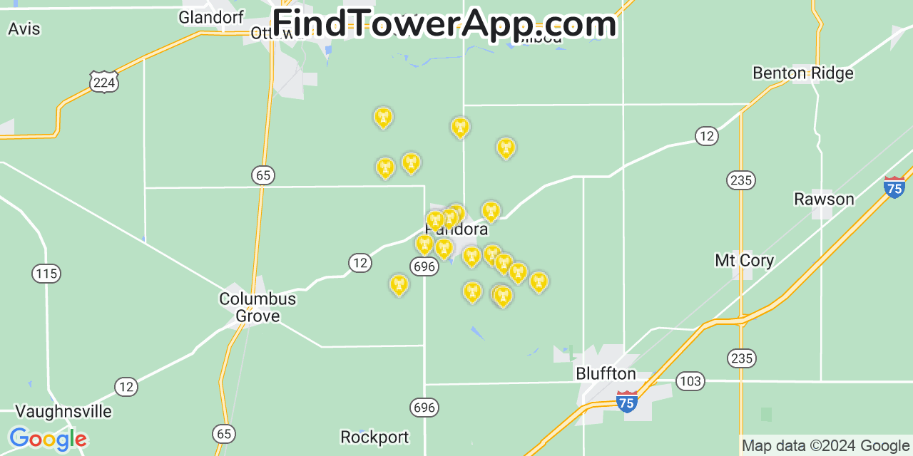 T-Mobile 4G/5G cell tower coverage map Pandora, Ohio