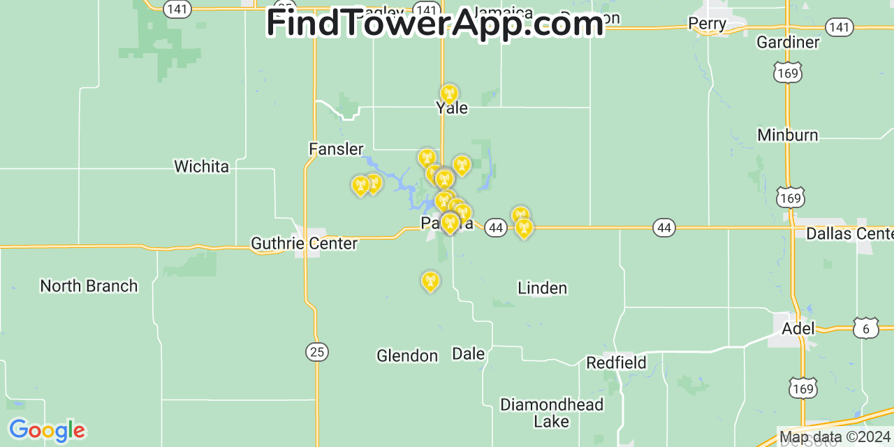 AT&T 4G/5G cell tower coverage map Panora, Iowa