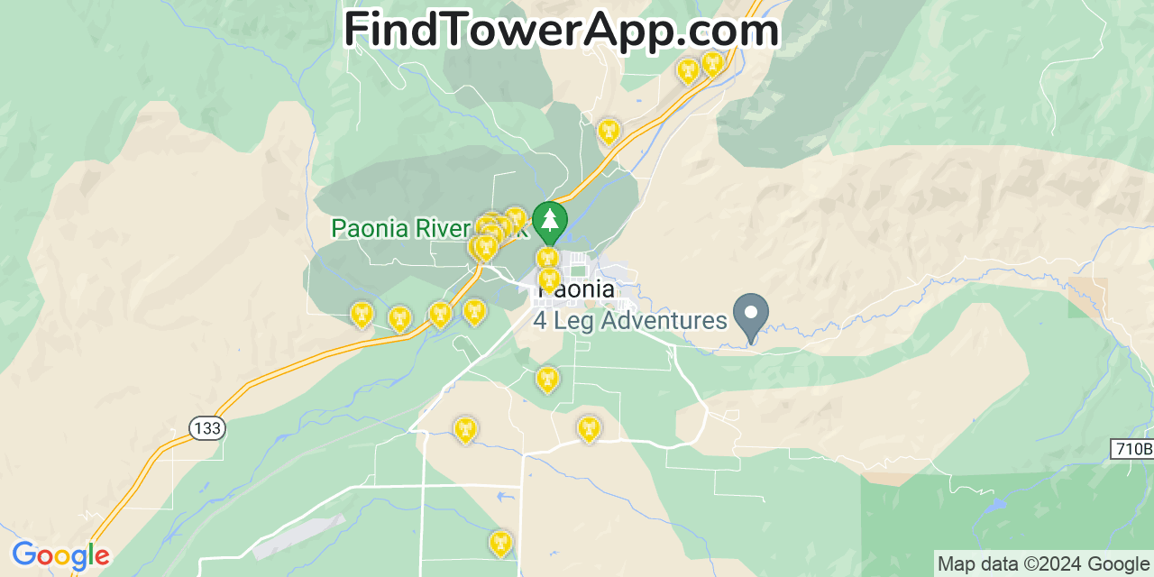 AT&T 4G/5G cell tower coverage map Paonia, Colorado