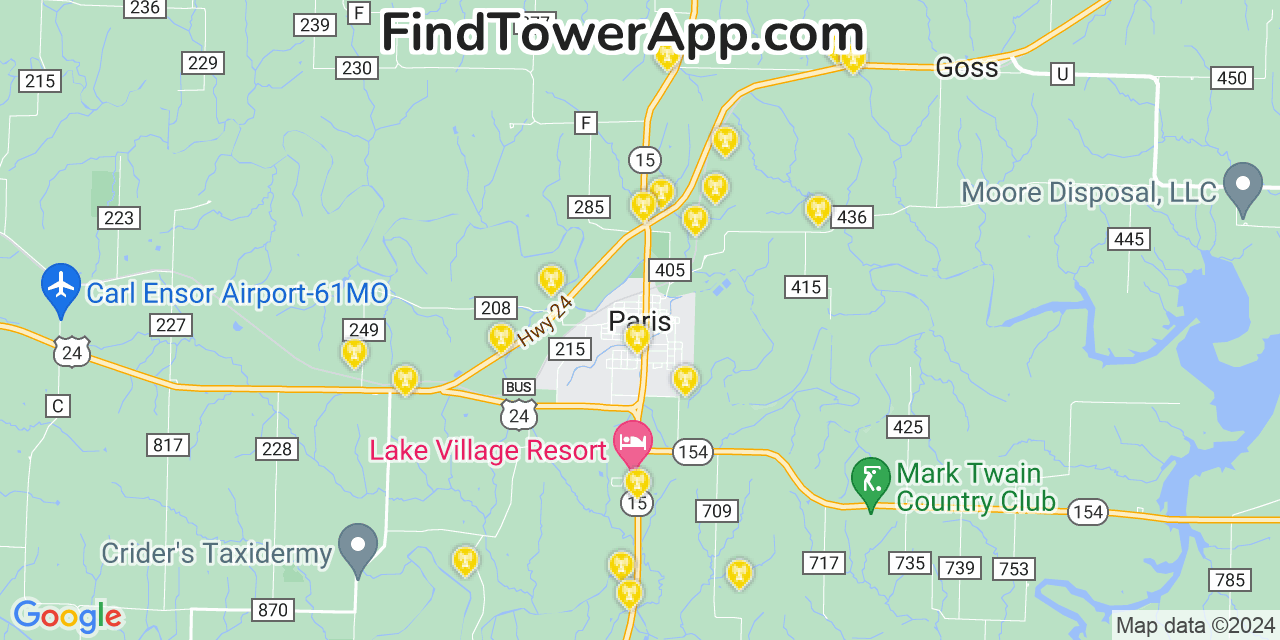 T-Mobile 4G/5G cell tower coverage map Paris, Missouri