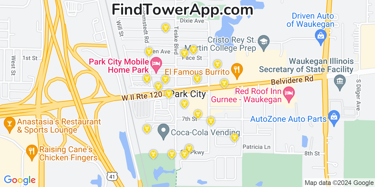 T-Mobile 4G/5G cell tower coverage map Park City, Illinois