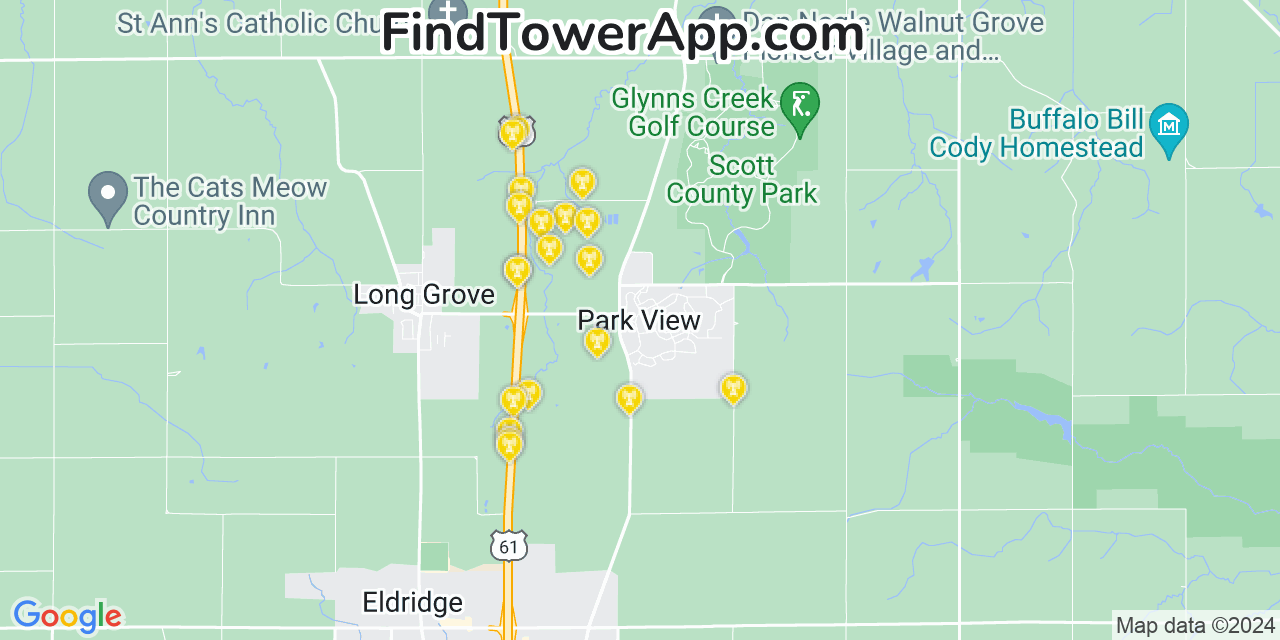 AT&T 4G/5G cell tower coverage map Park View, Iowa
