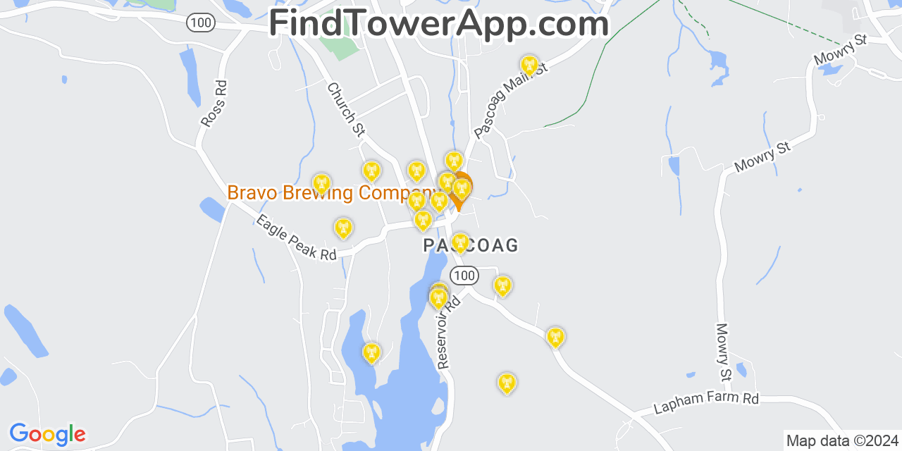 AT&T 4G/5G cell tower coverage map Pascoag, Rhode Island