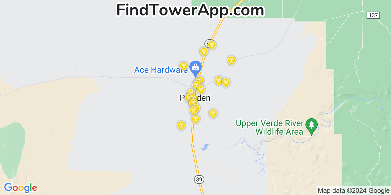 AT&T 4G/5G cell tower coverage map Paulden, Arizona