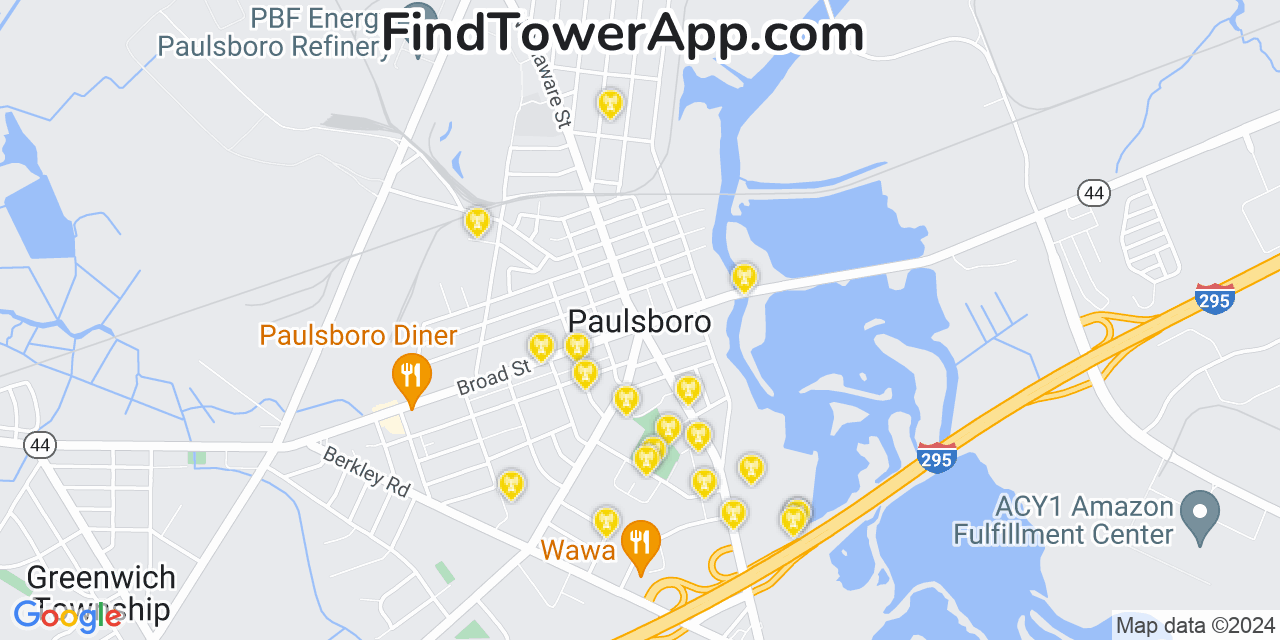 AT&T 4G/5G cell tower coverage map Paulsboro, New Jersey
