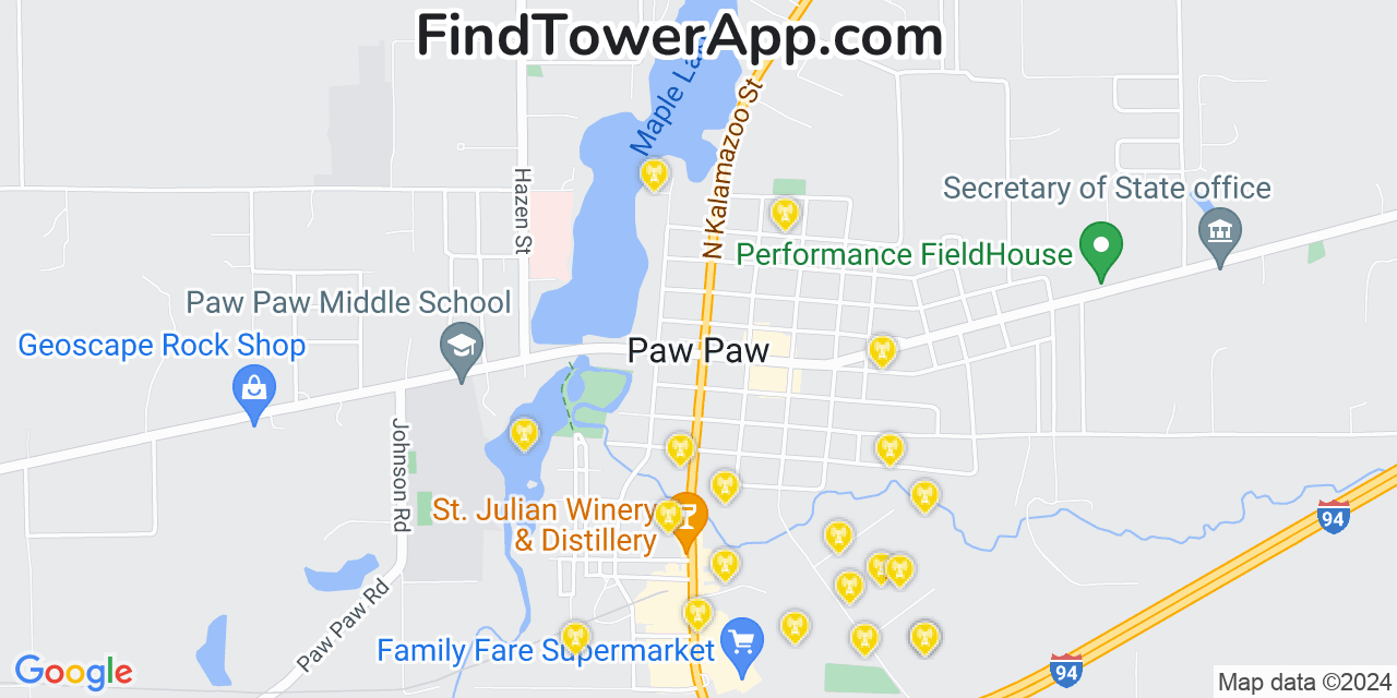T-Mobile 4G/5G cell tower coverage map Paw Paw, Michigan