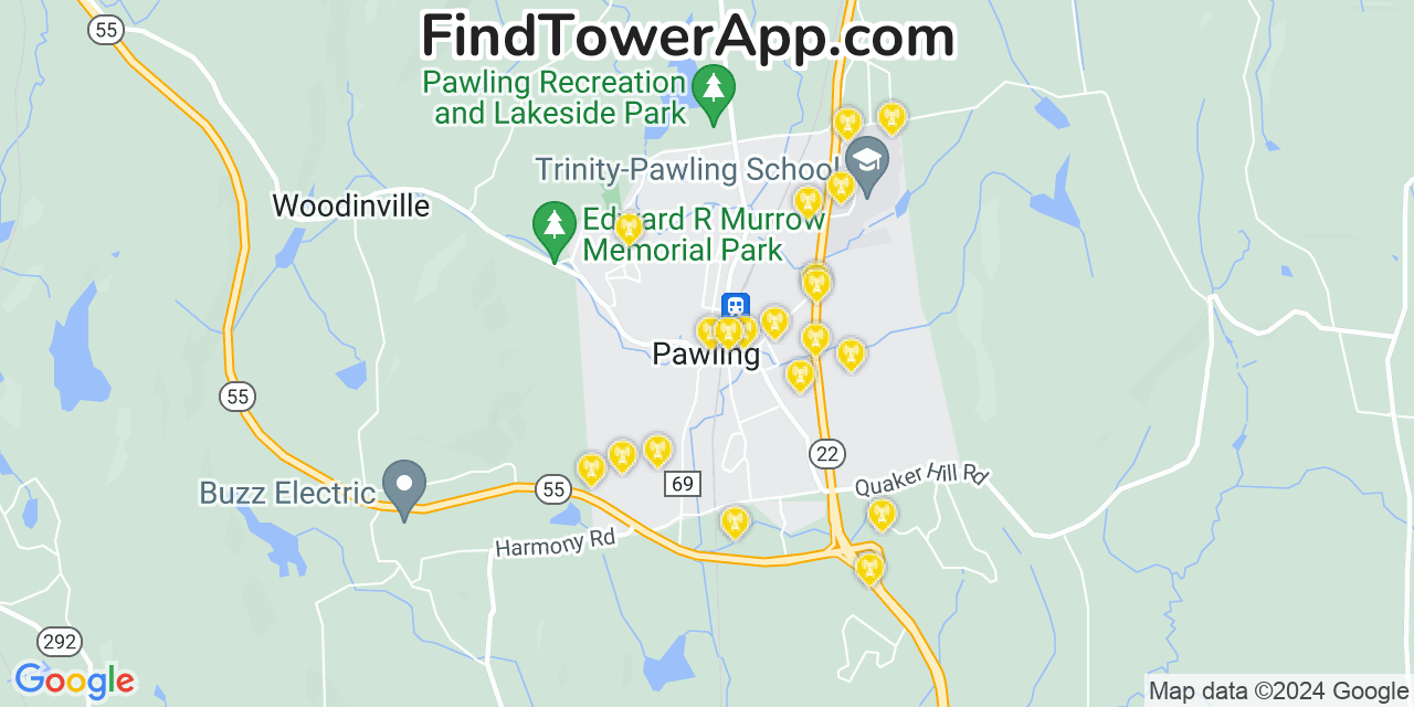 AT&T 4G/5G cell tower coverage map Pawling, New York