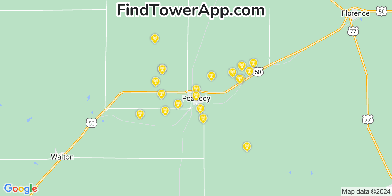 AT&T 4G/5G cell tower coverage map Peabody, Kansas