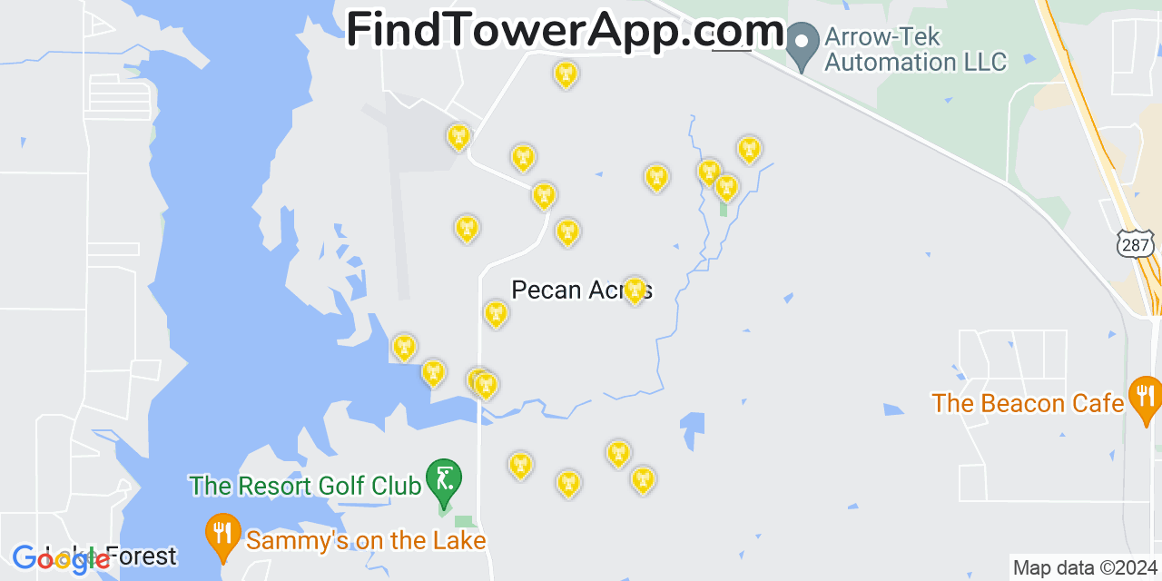 AT&T 4G/5G cell tower coverage map Pecan Acres, Texas